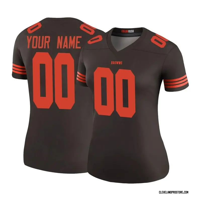 Women's Custom Cleveland Browns Color Rush Jersey Brown Legend